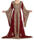 red georgette moroccan islamic dubai kaftan farasha aari and stone work dress