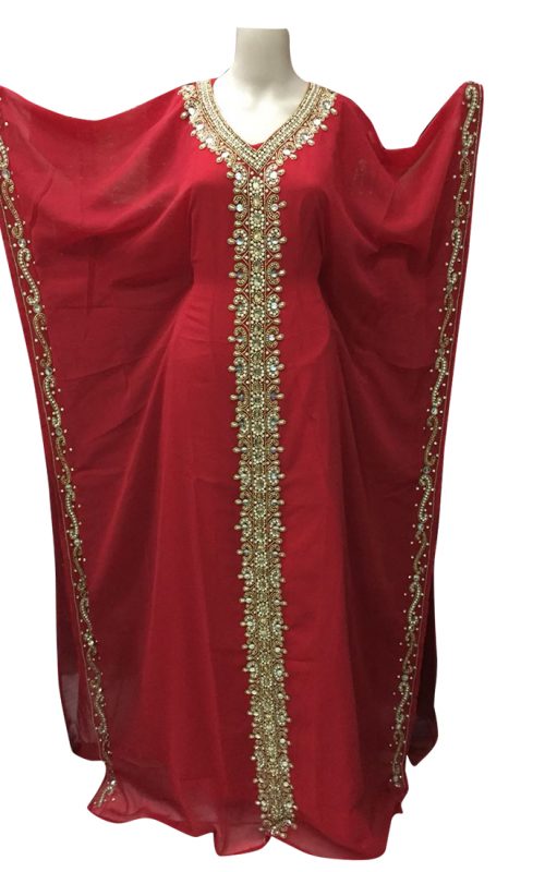 Red georgette zari stone work islamic style kaftan
