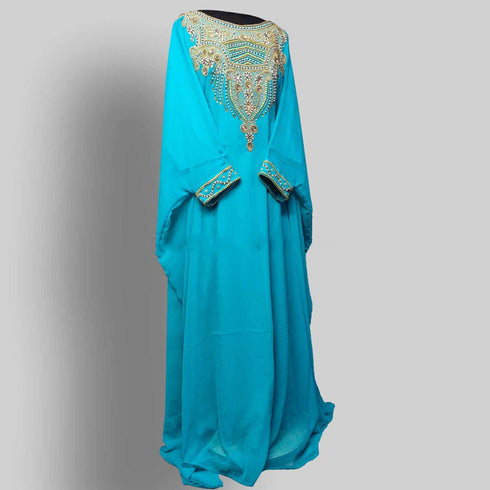 Sky Blue Georgette Zari Embroidered Kaftan