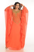 Red Zari Work Georgette Islamic Style Party Wear Stones And Beads Embedded Arabian Kaftan