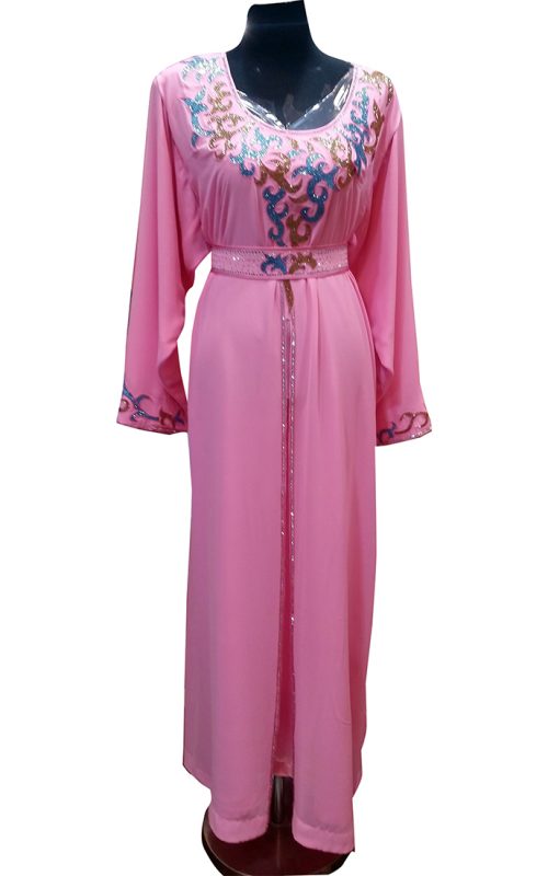 Pink georgette zari stone work islamic style farasha