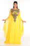 Yellow Georgette Zari Work Partywear Kaftan