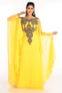 Yellow Georgette Zari Work Partywear Kaftan
