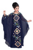 Navy Blue Georgette Hand Embroidered Zari Work Kids Kaftans Party Wear Dresses