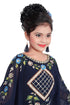 Navy Blue Georgette Hand Embroidered Zari Work Kids Kaftans Party Wear Dresses