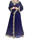 Navy Blue Georgette Islamic Kaftan With Zari And Stone Embroidery Work