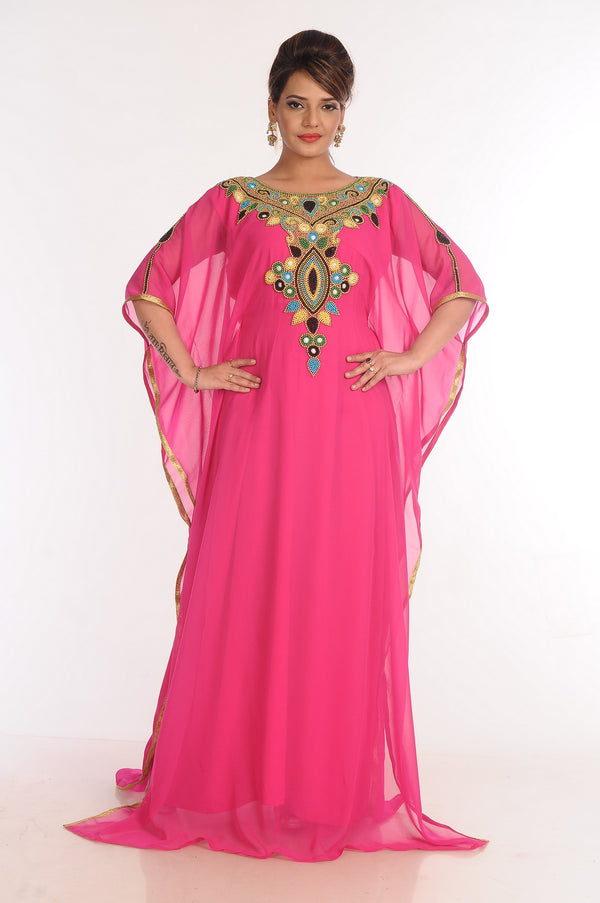 Georgette Pink Embroidered Islamic Kaftans
