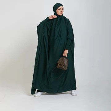 Modest City One-Piece Full-Length Jilbab – Dolman Sleeves, Round Neck, Teal Green, 56"