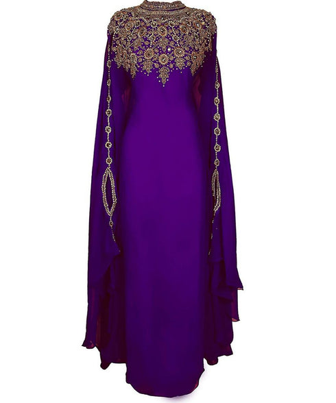Purple Georgette Embroidered Zari Work Kaftan
