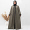 A-Line Front Open Patch Work Abaya in Beige Color With Hijab