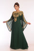 Emerald Green Georgette Kaftan with Heavy Gold Embroidery