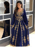 Navy Blue Georgette Stone and Zari Work Wedding Kaftan