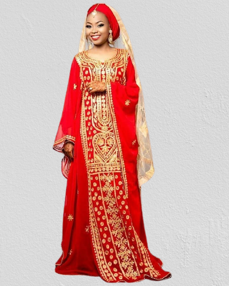 Red Georgette Aari work Kaftan