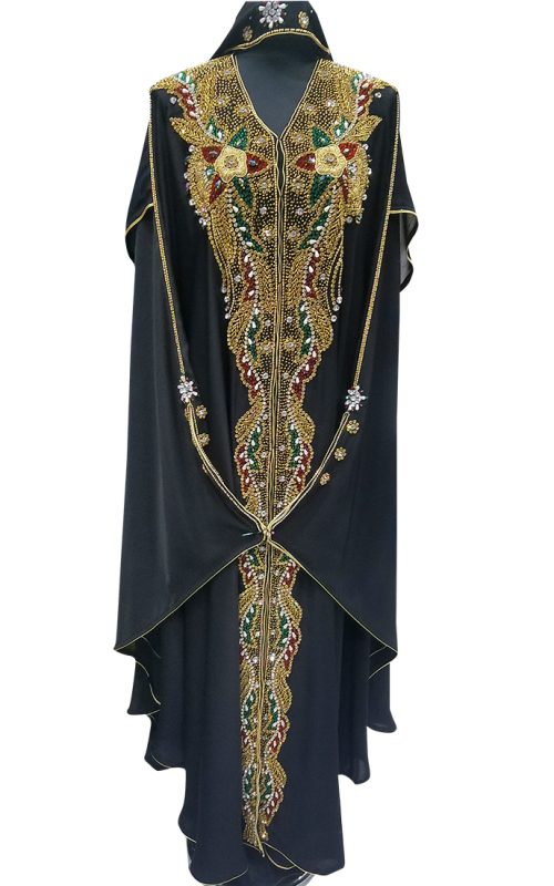 Black georgette zari stone work islamic abaya