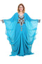 Aqua Blue Zari Stone Work Georgette Islamic Style Beads Embedded Partywear Kaftan Long Gown Evening wear Dubai kaftan