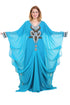 Aqua Blue Zari Stone Work Georgette Islamic Style Beads Embedded Partywear Kaftan Long Gown Evening wear Dubai kaftan