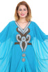 Aqua Blue Zari Stone Work Georgette Islamic Style Beads Embedded Partywear Kaftan Long Gown Evening wear Dubai kaftan