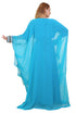 Aqua Blue Zari Stone Work Georgette Islamic Style Beads Embedded Partywear Kaftan Long Gown Evening wear Dubai kaftan