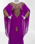 Purple Zari Stone Work Georgette Islamic Style Beads Embedded Partywear Kaftan Long Gown Evening wear Dubai kaftan