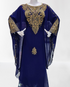 BlueZari Stone Work Georgette Islamic Style Beads Embedded Partywear Kaftan Long Gown Evening wear Dubai kaftan