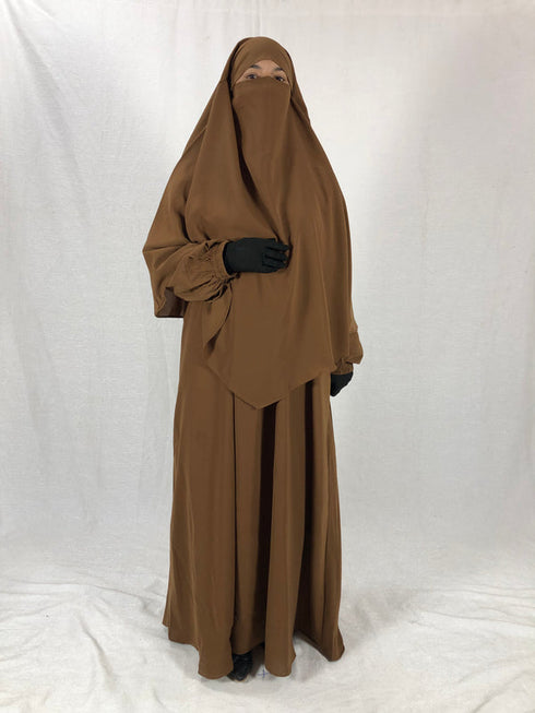 Premium Matching Mustard Baggy Abaya and Single Layer Khimar