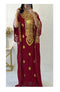 Maroon Embroidered Stone work Stitched Dress Georgette Kaftan Party Wear Wedding Dresses