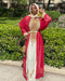 Pink and Cream Georgette Beadwork Kaftan