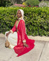 Pink and Cream Georgette Beadwork Kaftan