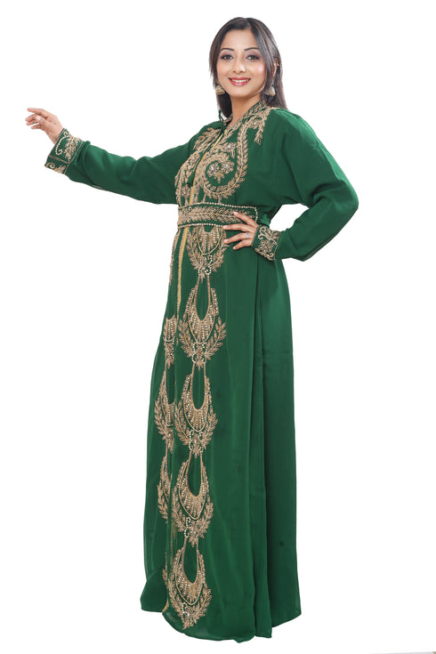Dubai Moroccan Kaftan Arabic Abaya Hand Beaded Caftan Wedding Stylish Jalabiya Women Dress...