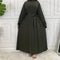 Plan Abaya with Belt and Large Sleeves Mehandi Green Color with Dupatta in Firdous Material
