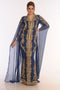 Blue Kaftan Dubai Moroccan Farasha Abaya Maxi Modern Fancy Floor Length Dress