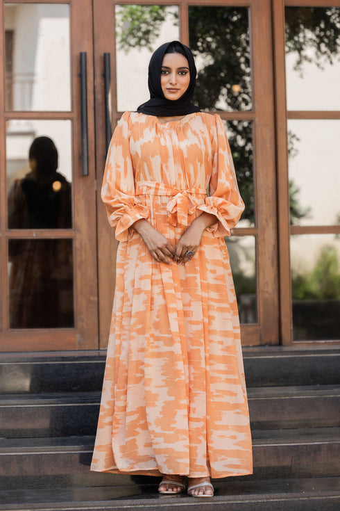 Camel DESIGN FANCY GEORGETTE PRINTED ABAYA