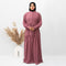 Front Open Chunat Abaya With Belt in Pink Color With Hijab
