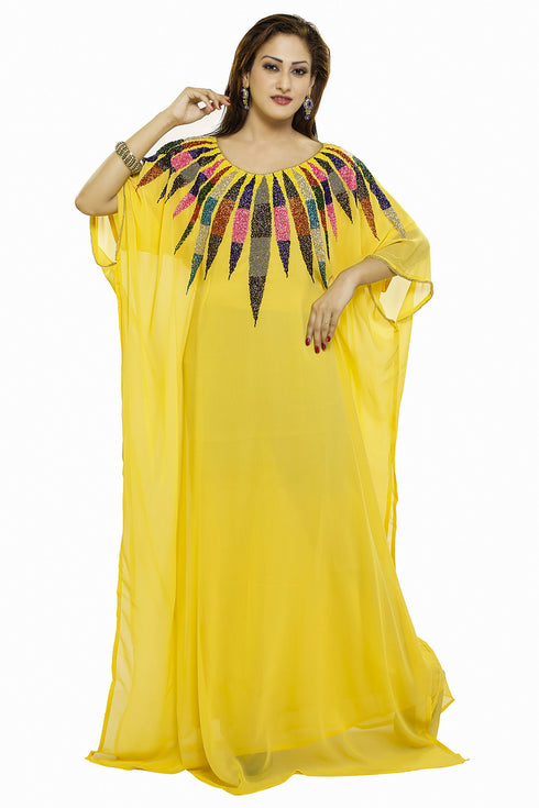 Yellow New Hand Embroidery Work By Al Mehraan Fashion For Women Gown