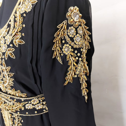 Black Georgette Zari Embroidered Kaftan for Festive Wear