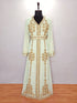 Light Green luxurious Moroccan Kaftan With Sun-proof hijab.