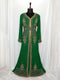 Dark Green luxurious Moroccan Kaftan With Sun-proof hijab.