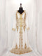 off white luxurious Moroccan Kaftan with Sun-proof hijab.