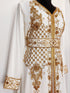 off white luxurious Moroccan Kaftan with Sun-proof hijab.