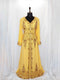 Yellow luxurious Moroccan Kaftan With Sun-proof hijab.