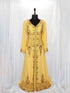 Yellow luxurious Moroccan Kaftan With Sun-proof hijab.