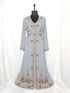 Gray Moroccan Kaftan With Sun-proof hijab.