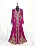 Wine luxurious Moroccan Kaftan With Sun-proof hijab.