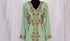 Light Green luxurious Moroccan Kaftan with Sun-proof hijab.