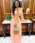 Elegant Peach Kaftan Gown with Gold Zari Work | Festive & Casual Event Wear