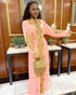 Elegant Peach Kaftan Gown with Gold Zari Work | Festive & Casual Event Wear