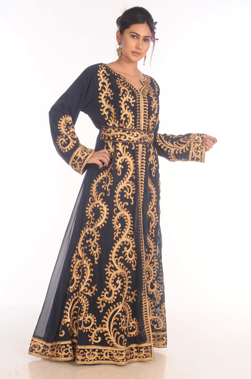Fancy Popular Modern Kaftan Farasha Maxi Zari Work Vary Fancy Abaya Dress