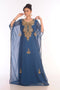 SALE !! Moroccan Islamic Blue Kaftan Beach Fancy Modern Floor Length Half Sleeve For Women Dress