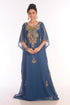 SALE !! Moroccan Islamic Blue Kaftan Beach Fancy Modern Floor Length Half Sleeve For Women Dress