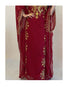 Grand Maroon Kaftan Gown with Heavy Gold Zari Work & Hijab | Luxury Event Dress